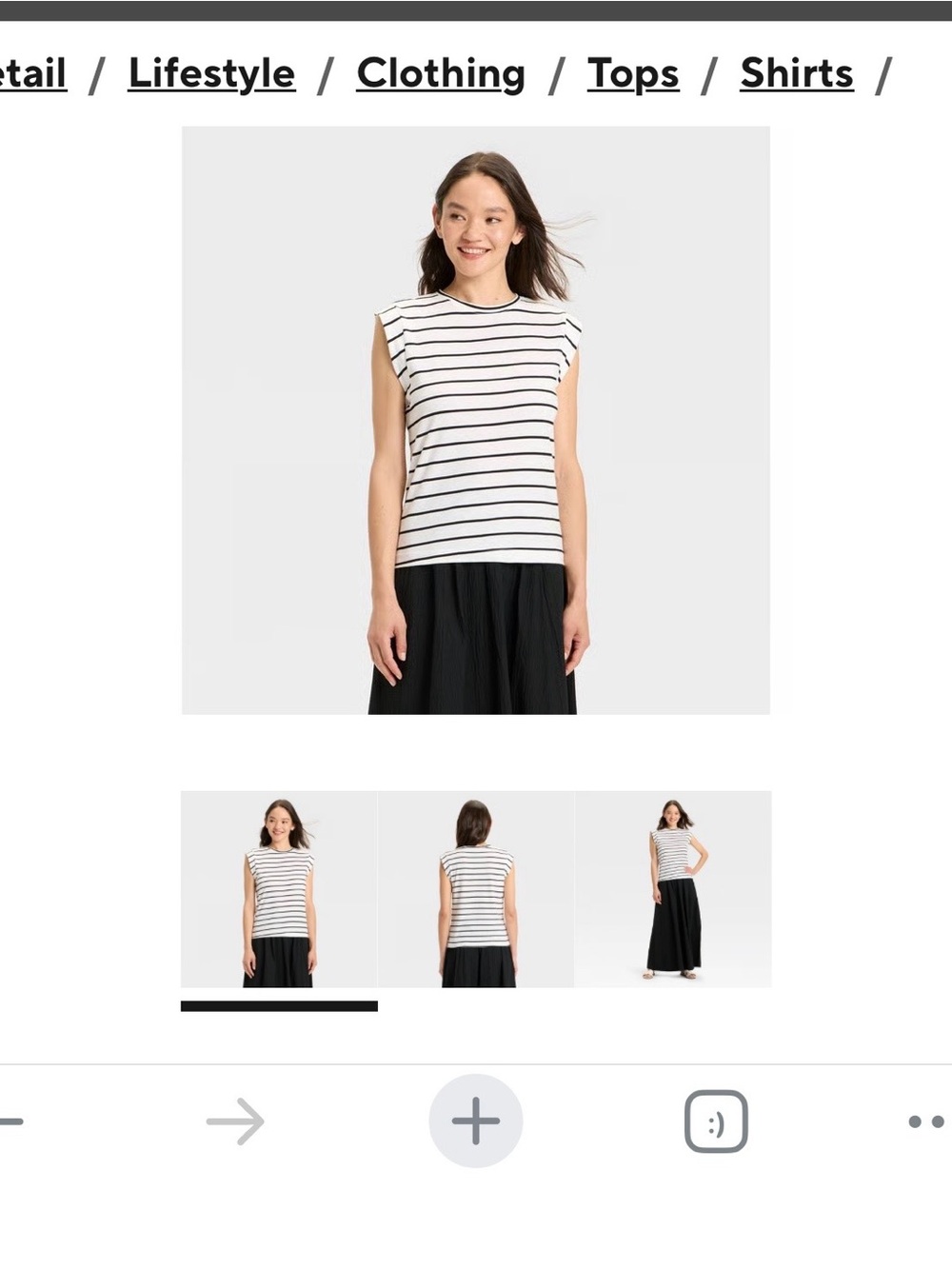 Sleeveless Striped Crewneck Top - White/Black XS-2XL